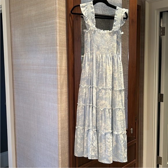 Kourt Blue & White Floral Linen Calypso Dress - Picture 2 of 6